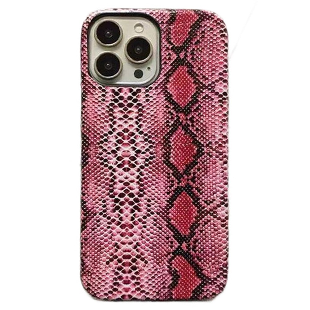 For iPhone 13 Pro 6.1 inch Case PC+PU Leather Snake Texture Phone Cover with Incomplete Edge - Red