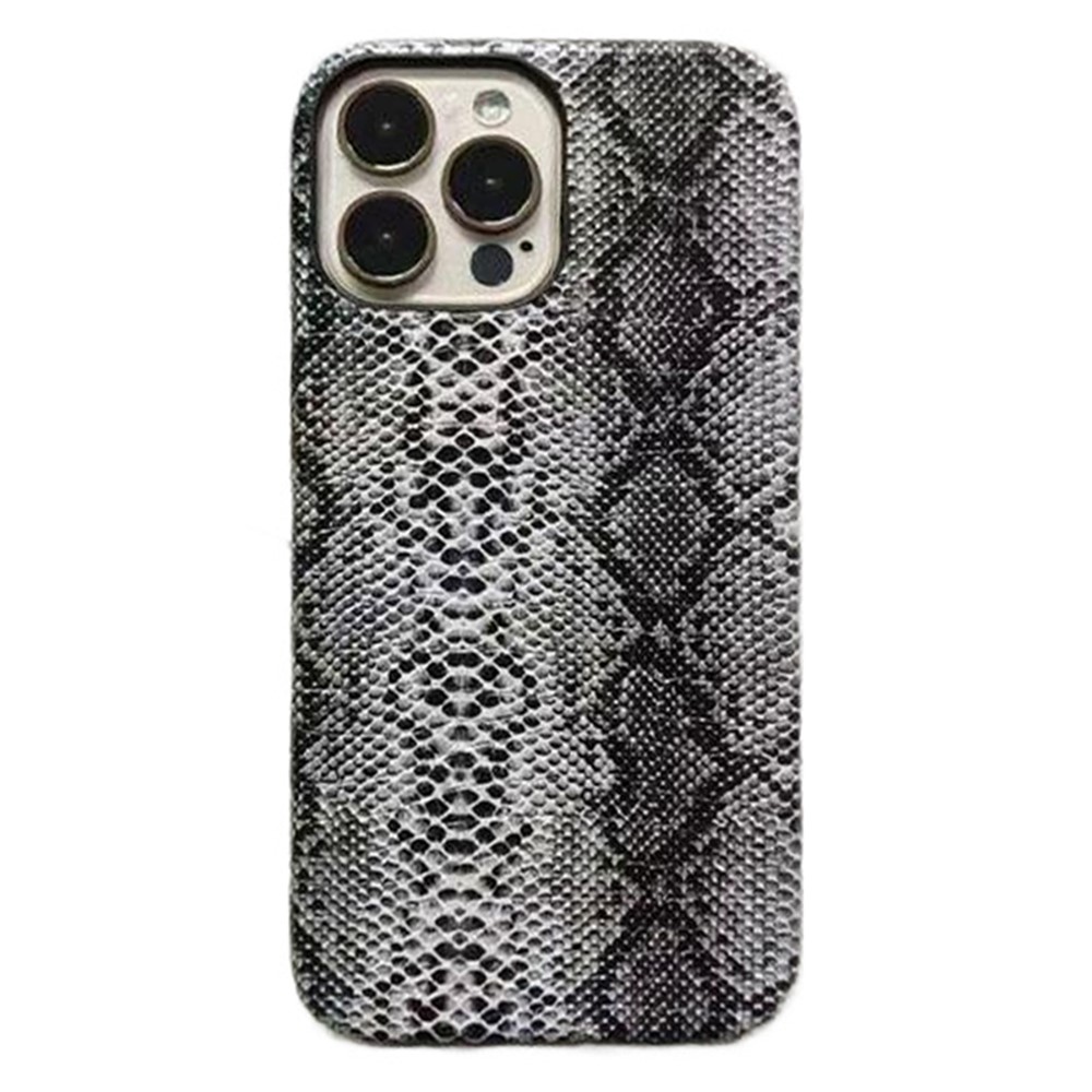 For iPhone 13 Pro 6.1 inch Case PC+PU Leather Snake Texture Phone Cover with Incomplete Edge - Black