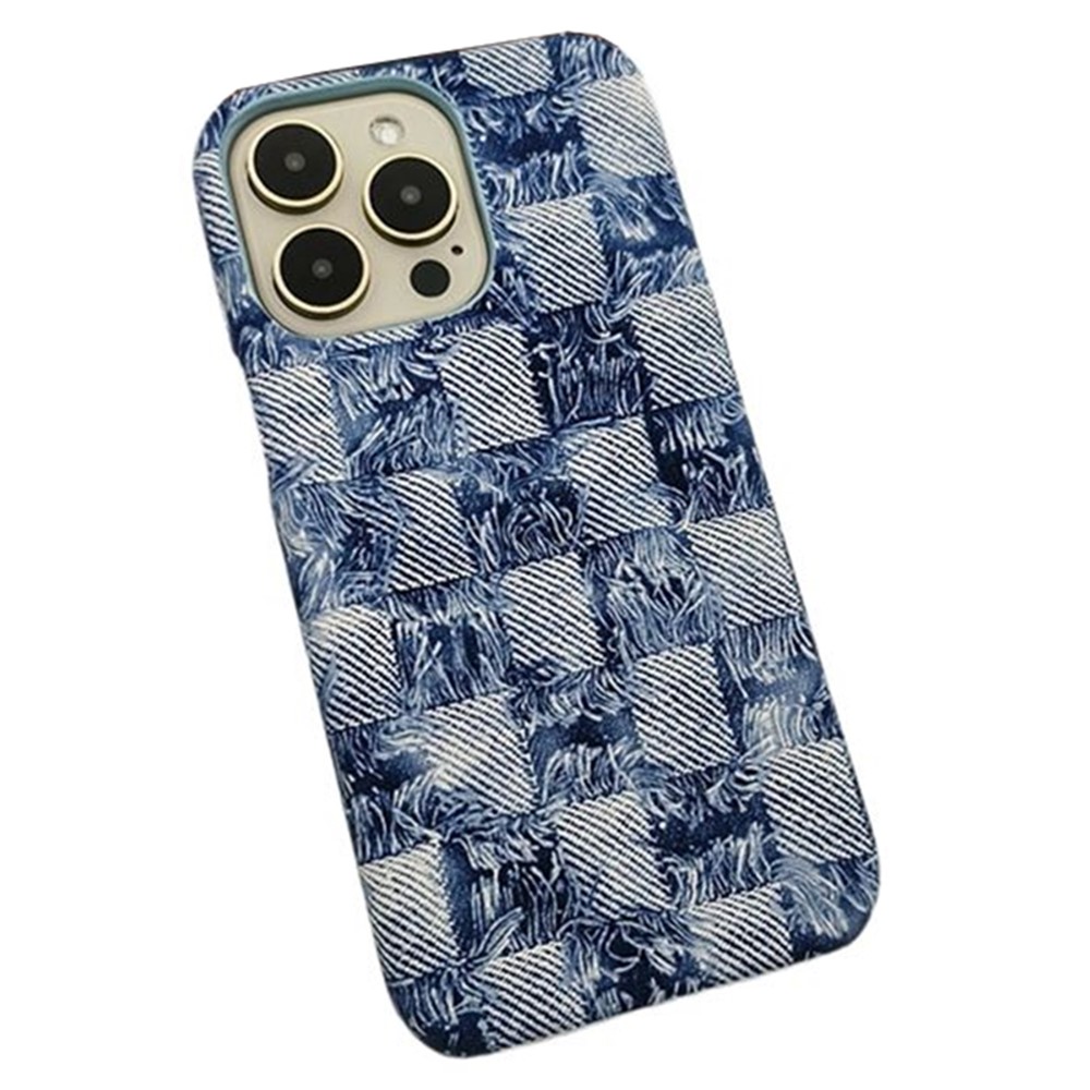 For iPhone 13 Pro Max Wholesale Phone Case Jeans Texture PU+PC Anti-scratch Phone Cover - Blue
