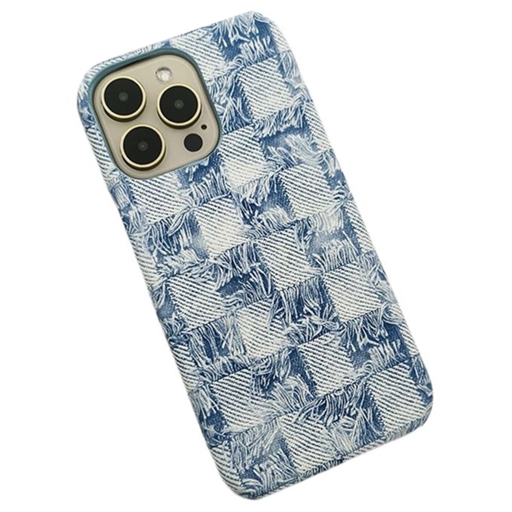 For iPhone 13 Pro Max Wholesale Phone Case Jeans Texture PU+PC Anti-scratch Phone Cover - Baby Blue