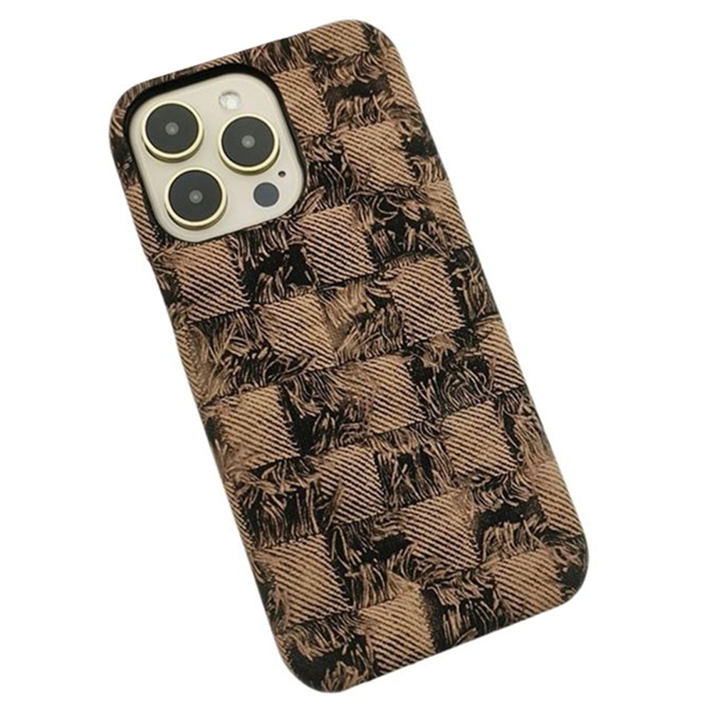 For iPhone 13 Pro Max Wholesale Phone Case Jeans Texture PU+PC Anti-scratch Phone Cover - Brown