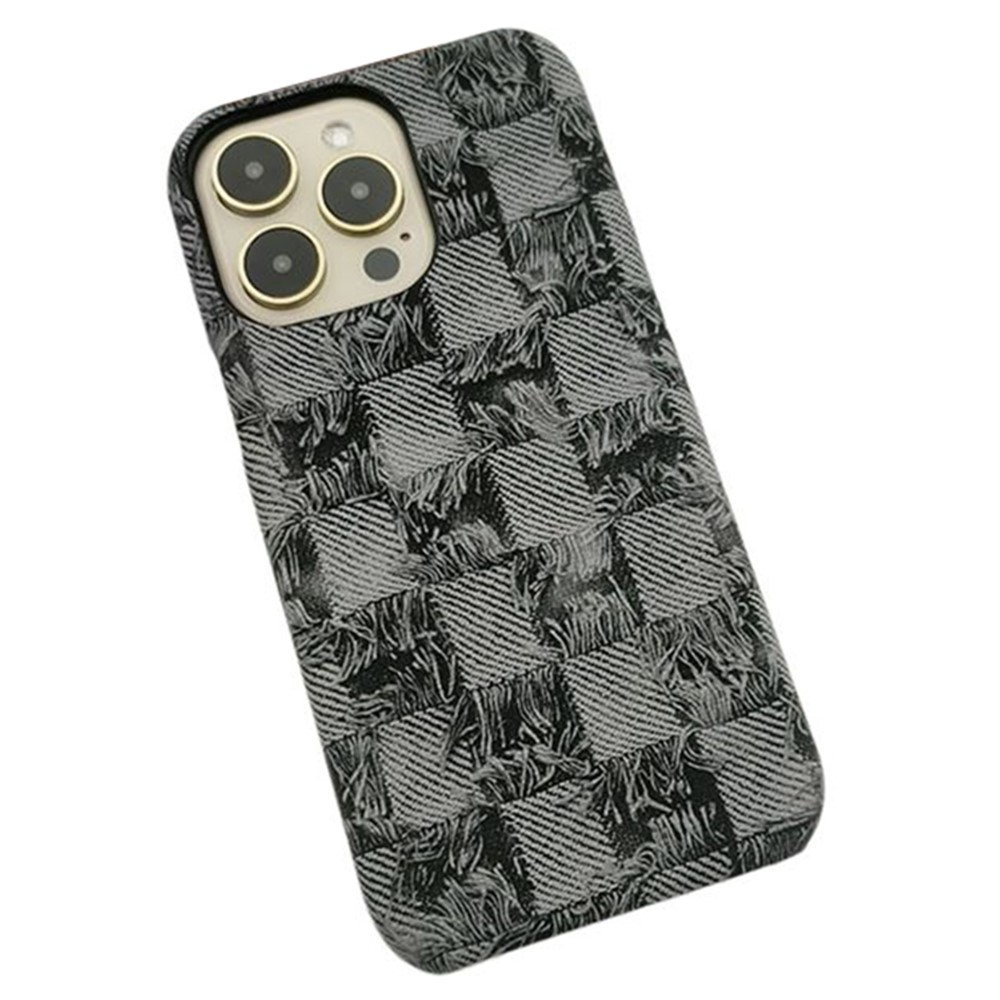 For iPhone 13 Pro Wholesale Phone Case Shockproof Jeans Texture PU+PC Phone Cover - Black