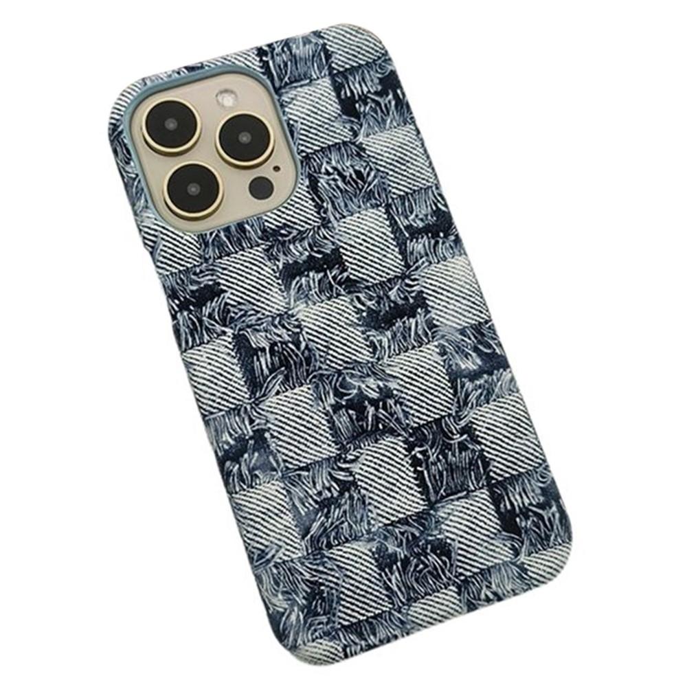 For iPhone 13 Pro Wholesale Phone Case Shockproof Jeans Texture PU+PC Phone Cover - Dark Blue