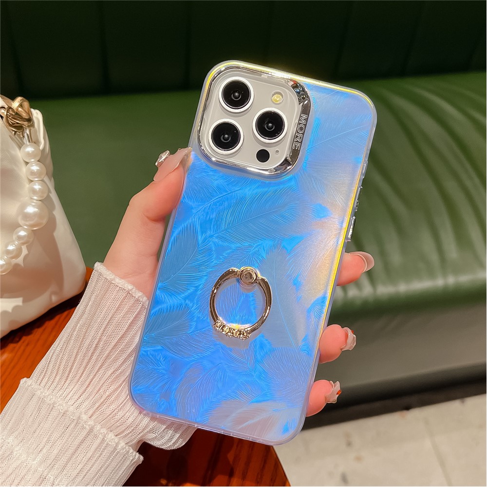 For iPhone 13 Pro IMD Electroplating Phone Case PC+TPU Mobile Phone Shell with Kickstand Ring Holder - AR1
