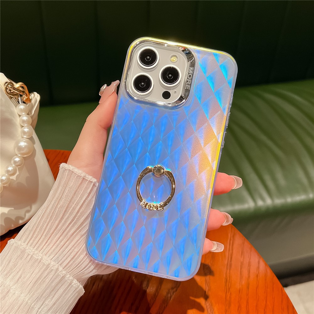 For iPhone 13 Pro IMD Electroplating Phone Case PC+TPU Mobile Phone Shell with Kickstand Ring Holder - AR5