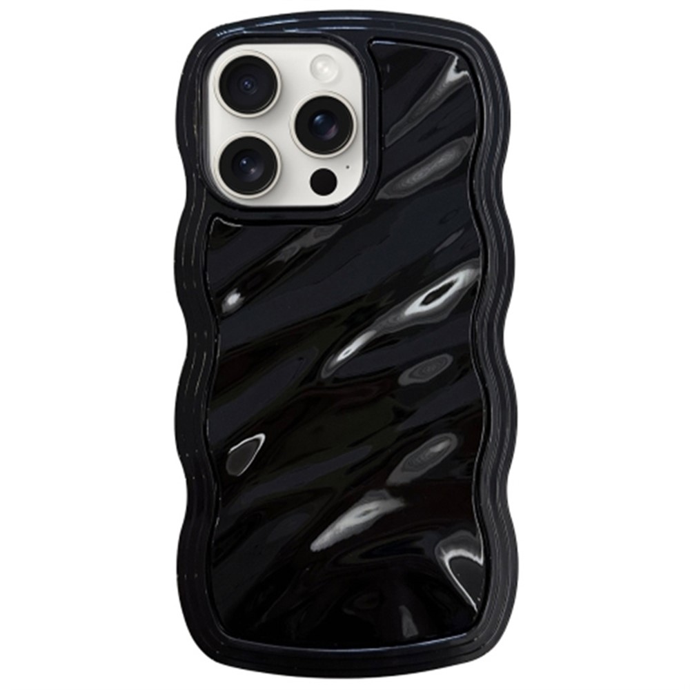 For iPhone 13 Pro Max Case Anti-Scratch TPU Phone Cover with Water Ripple Design - Black