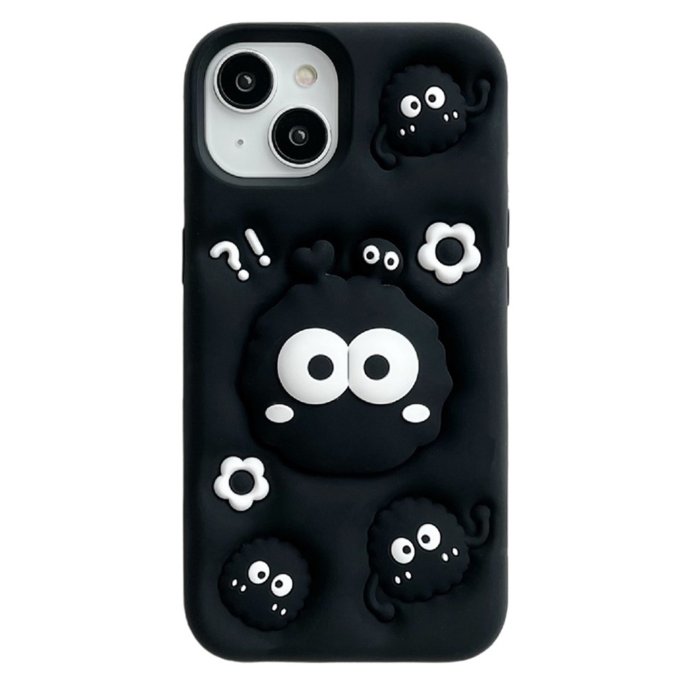 For iPhone 14 Cover Cartoon Briquette Kickstand Shockproof Silicone Phone Case