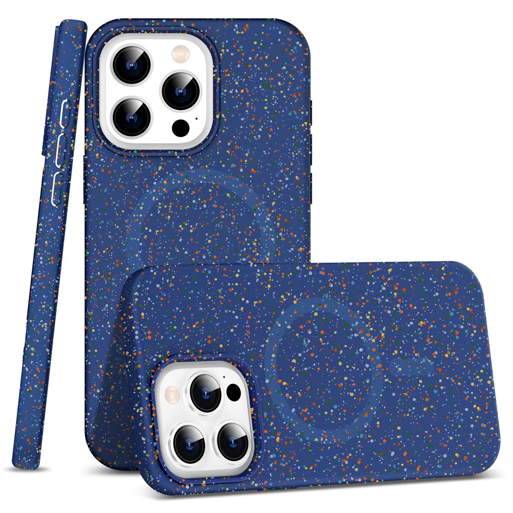 For iPhone 12 / 12 Pro Case Colorful Spots Matte Hard PC Magnetic Phone Cover - Blue
