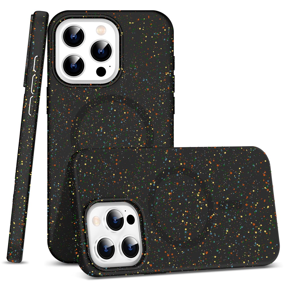 For iPhone 13 Pro Cases Colorful Frosted Hard PC Phone Cover Compatible with MagSafe - Black