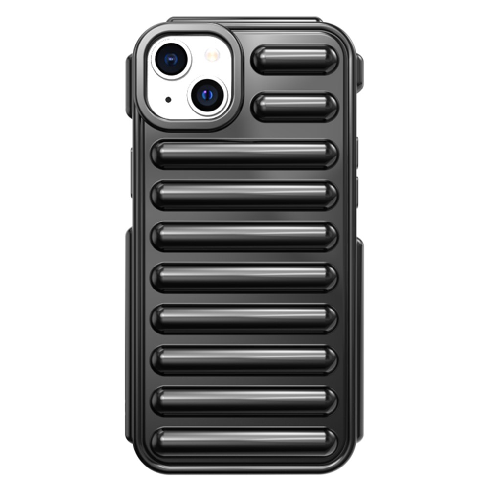 Capsule Series for iPhone 15 Plus TPU Case Ribbed Mobile Phone Protective Cover - Black
