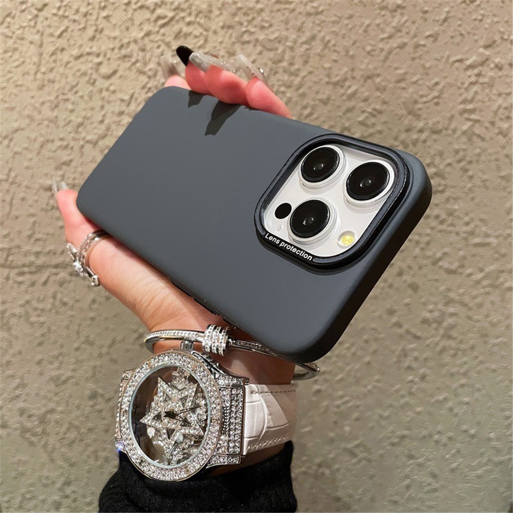 Metal+PC Phone Case for iPhone 13 Pro Max Matte Finished Phone Cover Wholesale Mobile Supplier - Black