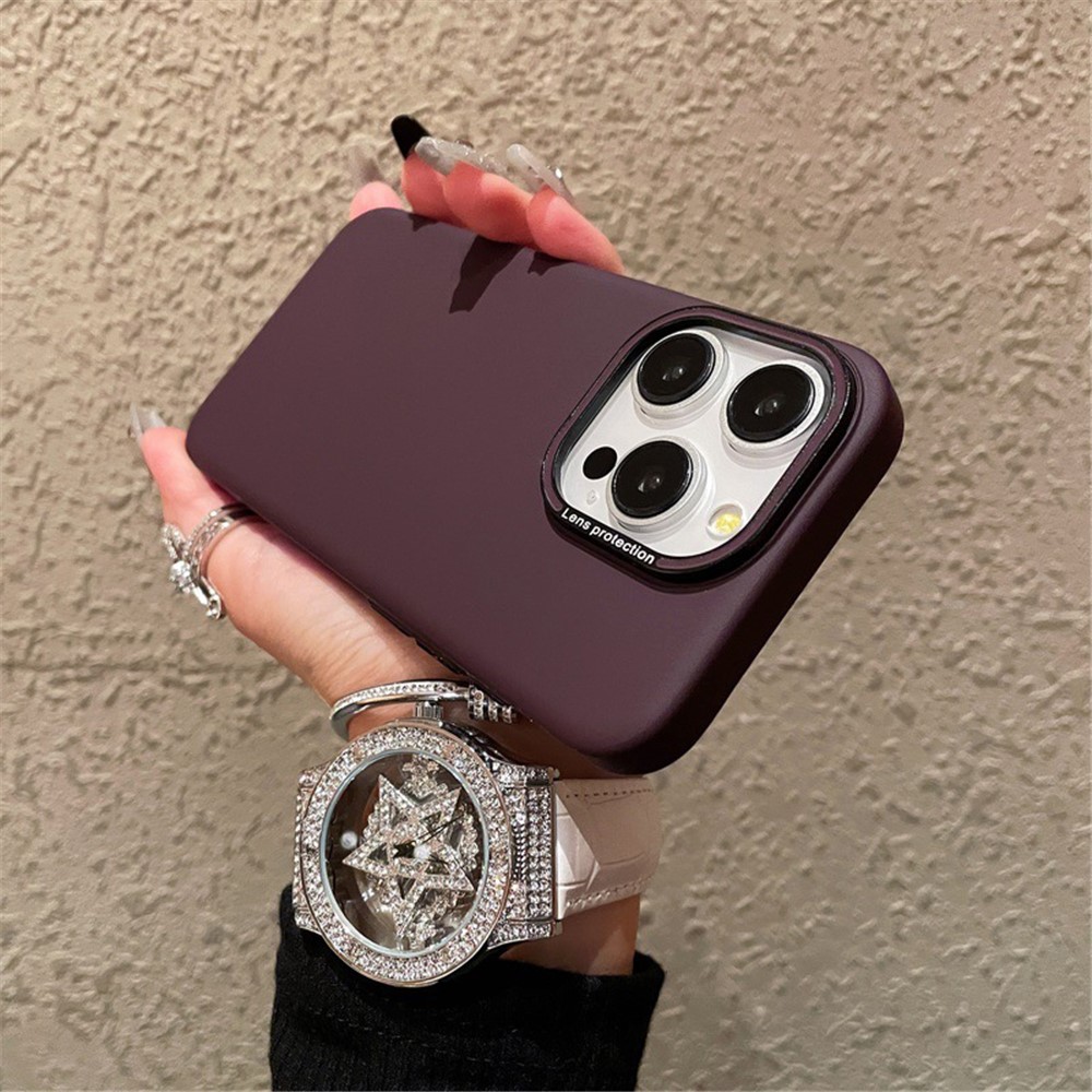 Metal+PC Phone Case for iPhone 13 Pro Max Matte Finished Phone Cover Wholesale Mobile Supplier - Purple