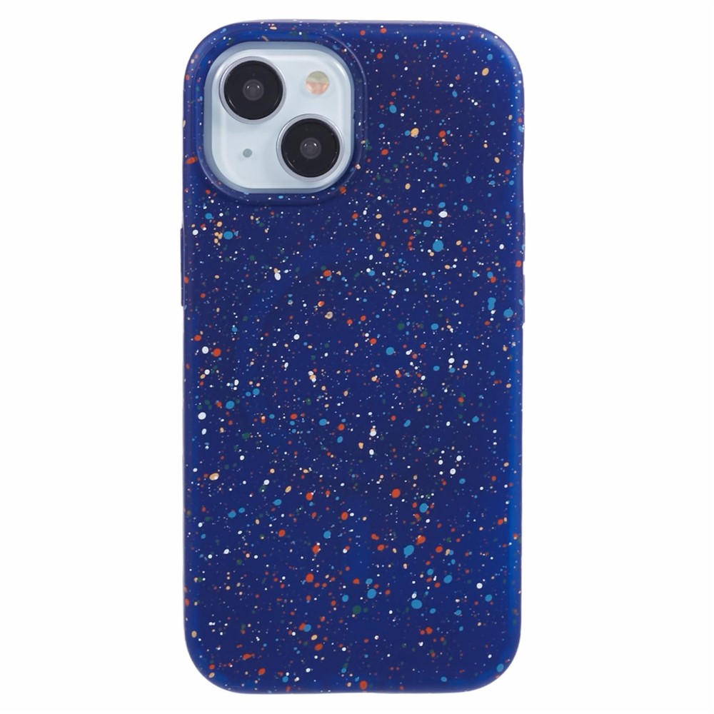 For iPhone 13 Magnetic Case Colorful Spots Hard PC Matte Back Slim Phone Cover - Blue