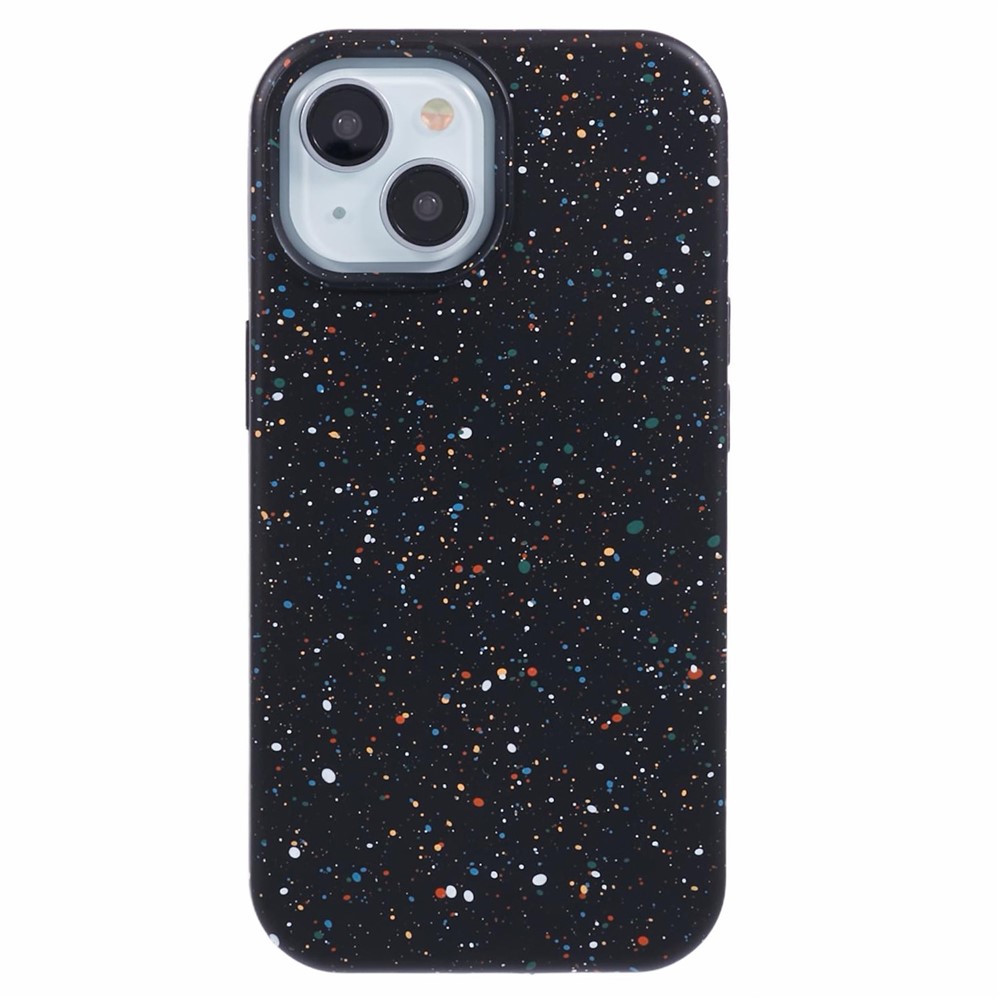 For iPhone 14 Plus Magnetic Case Matte Shockproof PC Colorful Spots Phone Cover - Black