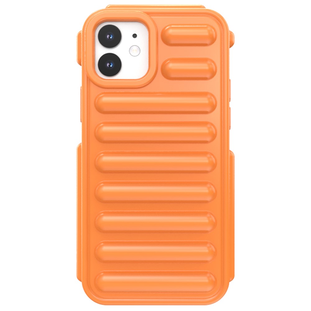 Capsule Series for iPhone 12 TPU Case Drop-proof Ribbed Soft Phone Cover - Orange