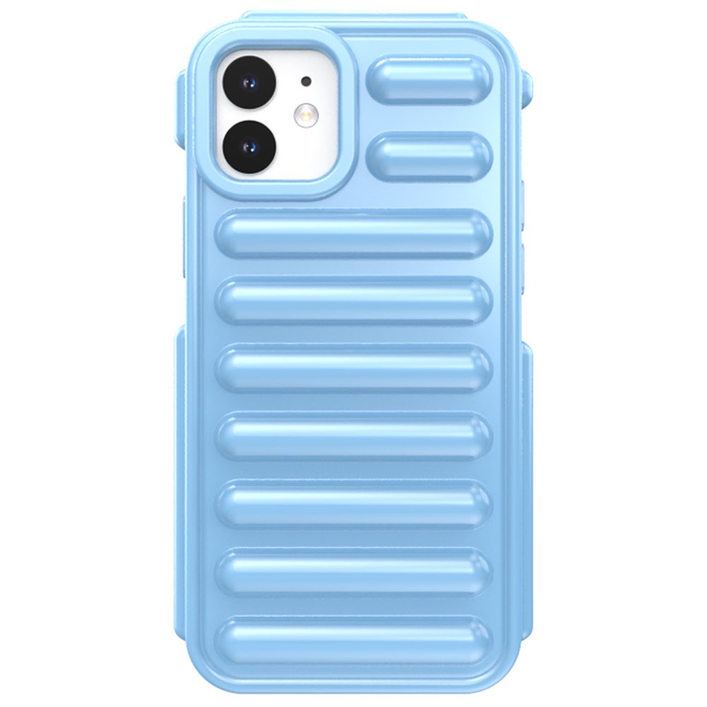 Capsule Series for iPhone 12 TPU Case Drop-proof Ribbed Soft Phone Cover - Blue