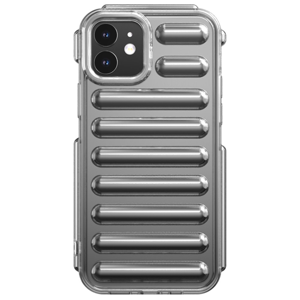 Capsule Series for iPhone 12 TPU Case Drop-proof Ribbed Soft Phone Cover - Transparent Grey