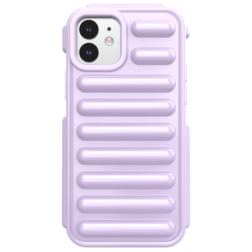 Capsule Series for iPhone 12 TPU Case Drop-proof Ribbed Soft Phone Cover - Purple