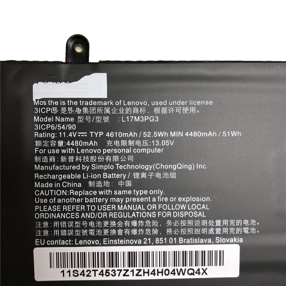 OEM 11.4V 52.5Wh/4610mAh L17M3PG3 Battery Repair Part for Lenovo Legion Y530-15ICH Y7000-2