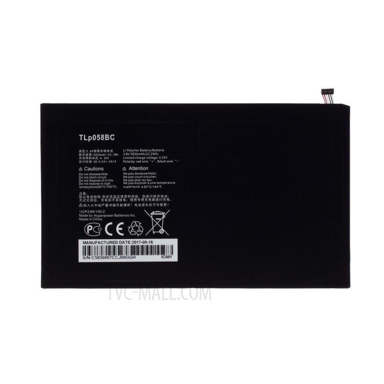 3.8V 5830mAh 22.2Wh OEM Battery Replace Part for Alcatel TLp058BC-1