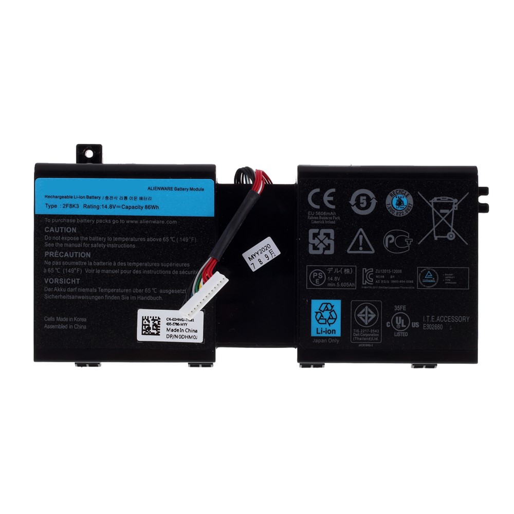 OEM 2F8K3 14.8V 86wh 5606mah Parte de Reparación de Batería Para Dell Alienware 17 17x 18 18x M18X M17X