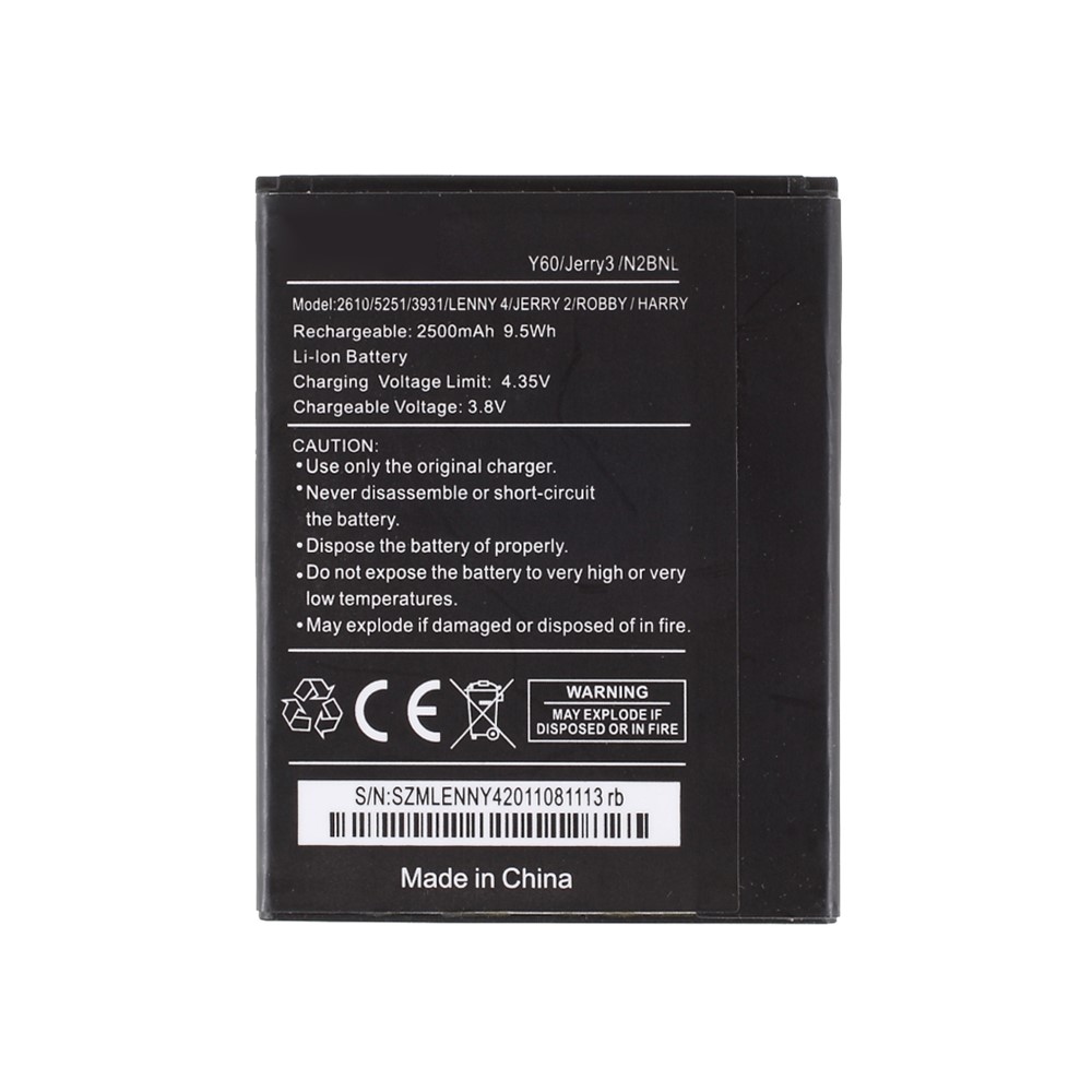 3,80 v 2500mAh Batterieersatz (Encode: N2BNL) Für Wiko Y60/Jerry3-2