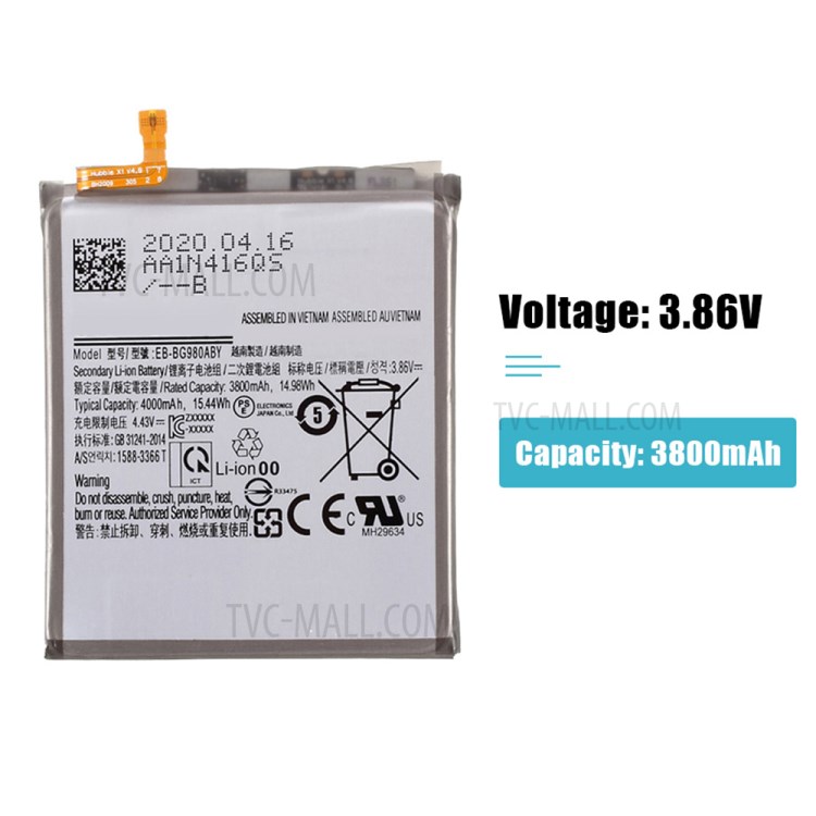 IPARTS EXPERT 3800mAh EB-BG980ABY Li-ion Battery Replace Part for Samsung Galaxy S20 G980-2