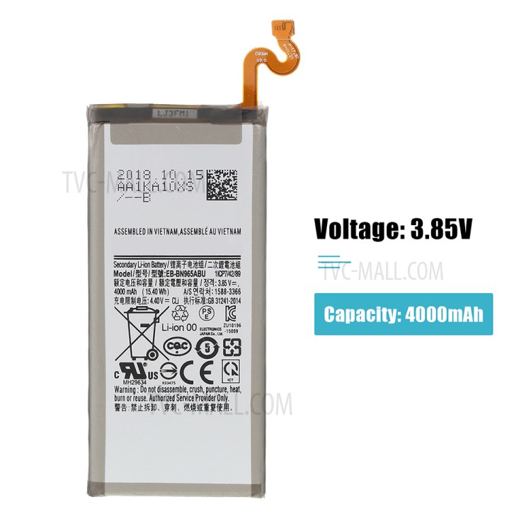 IPARTS EXPERT EB-BN965ABU 3.85V 4000mAh Battery Replace Part for Samsung Galaxy Note9 N960-2