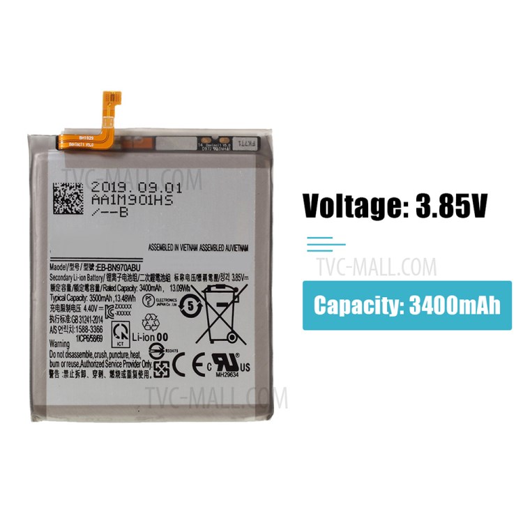 IPARTS EXPERT for Samsung Galaxy Note 10 N970 EB-BN970ABU Battery Replacement 3.85V 3400mAh-2