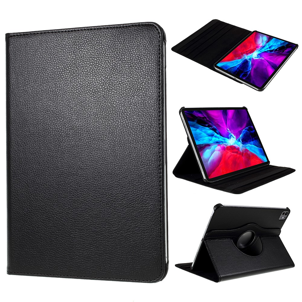 For iPad Pro 13 (2024) Case PU Leather Tablet Cover 360 Degree Rotating Stand - Black