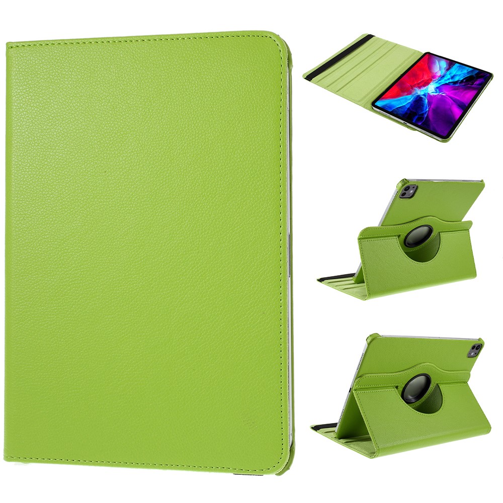 For iPad Pro 13 (2024) Case PU Leather Tablet Cover 360 Degree Rotating Stand - Green