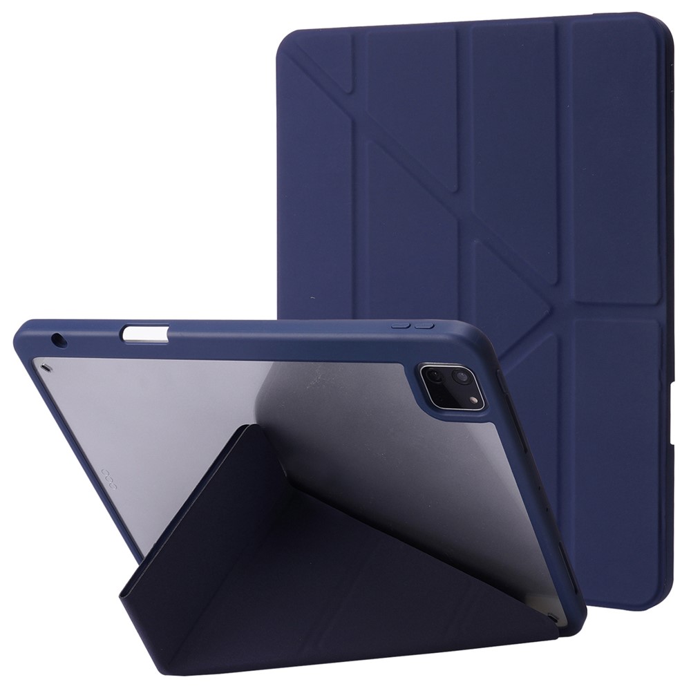 For iPad Pro 13 (2025) / 13 (2024) Case Origami Stand Leather Tablet Cover with Auto Wake / Sleep -  Dark Blue
