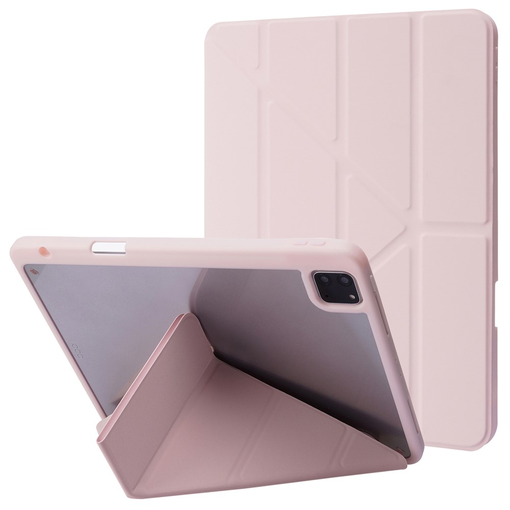 For iPad Pro 13 (2025) / 13 (2024) Case Origami Stand Leather Tablet Cover with Auto Wake / Sleep -  Pink