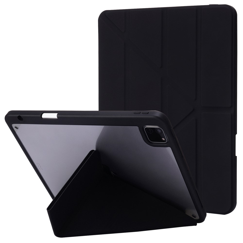 For iPad Pro 13 (2025) / 13 (2024) Case Origami Stand Leather Tablet Cover with Auto Wake / Sleep -  Black