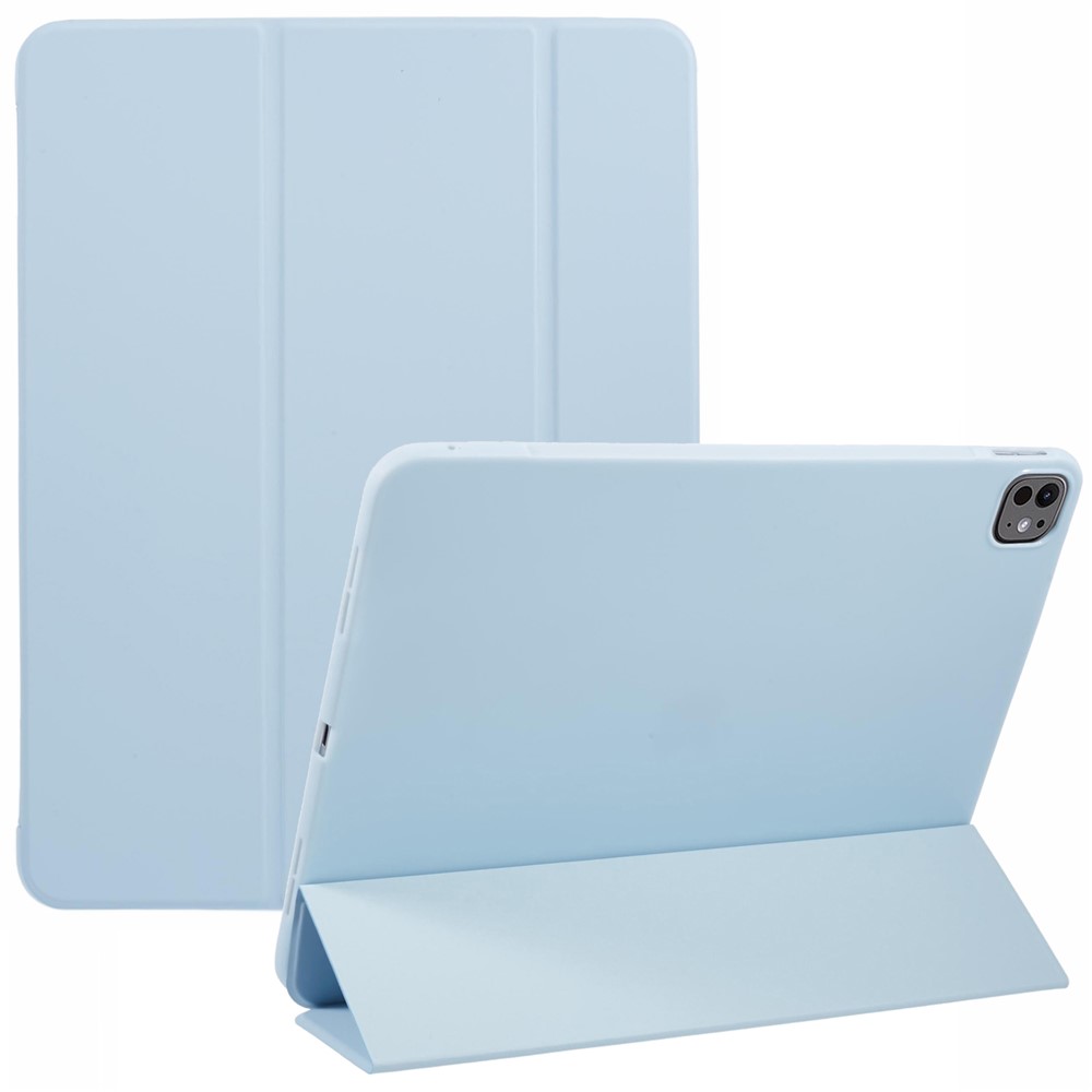 For iPad Pro 13 (2024) Case PU Leather Tri-Fold Stand Tablet Cover Auto Wake / Sleep - Baby Blue