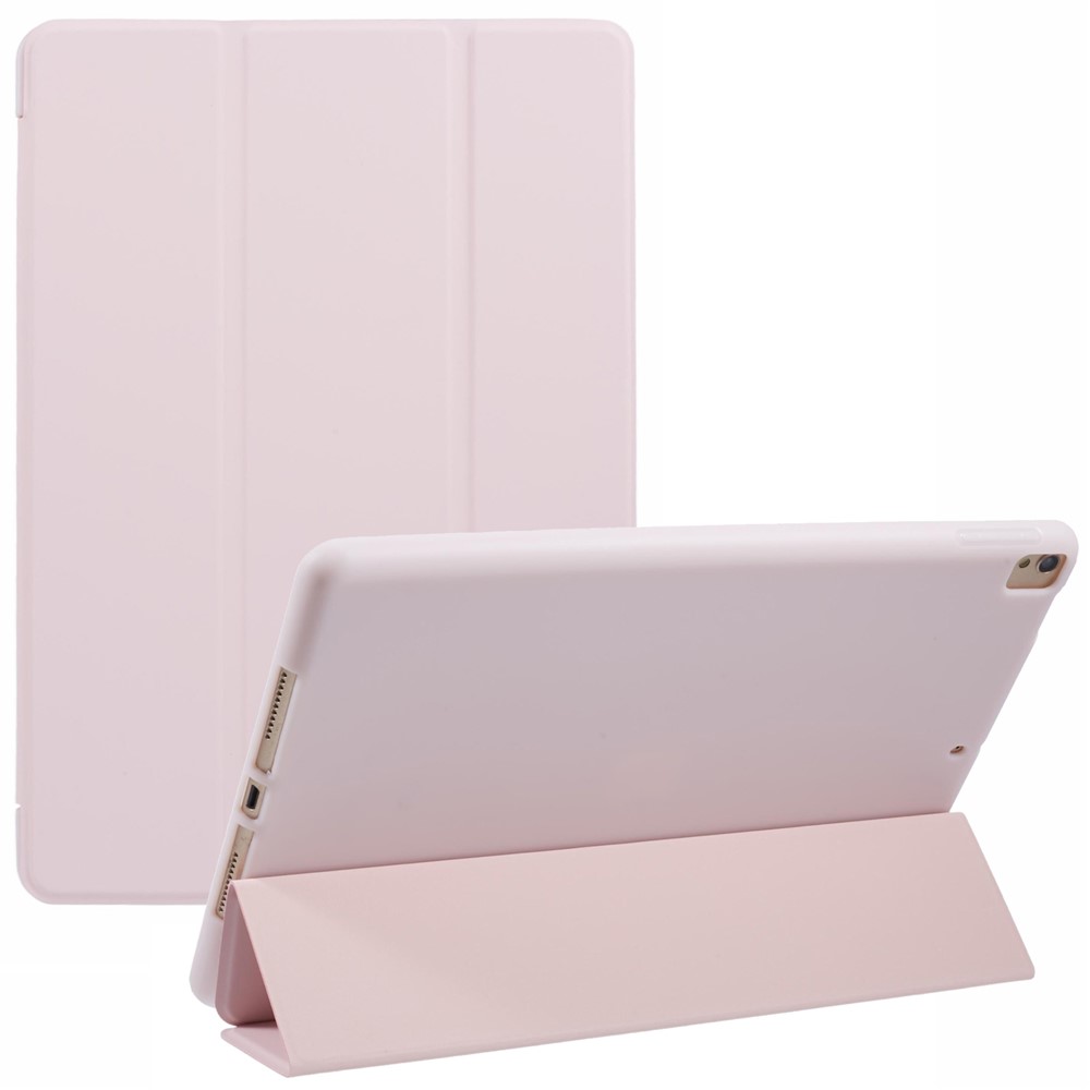 For iPad 10.2 (2021) / (2019) / (2020) / Pro 10.5-inch (2017) Case Tri-Fold Stand PU Leather + TPU Tablet Cover - Pink