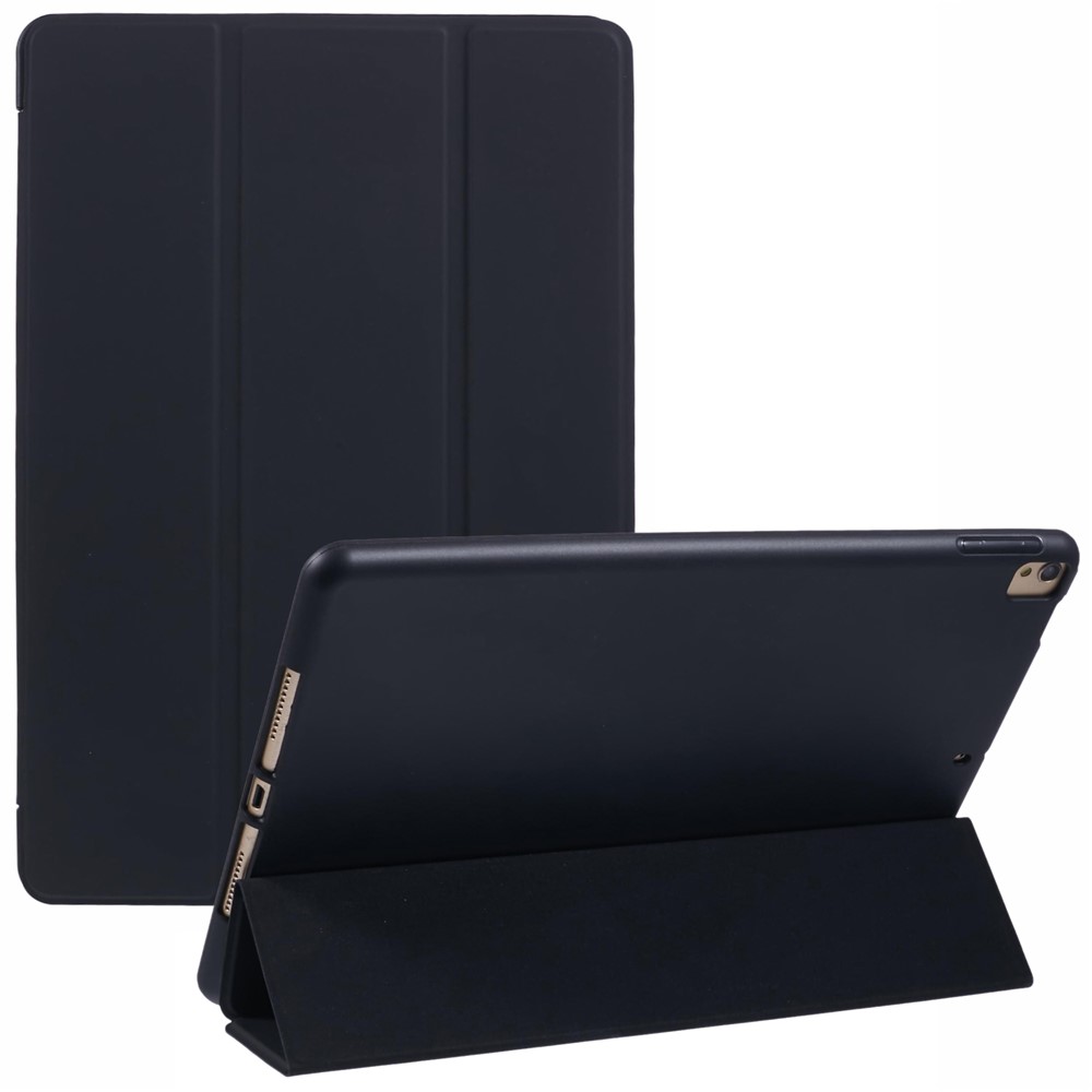 For iPad 10.2 (2021) / (2019) / (2020) / Pro 10.5-inch (2017) Case Tri-Fold Stand PU Leather + TPU Tablet Cover - Black