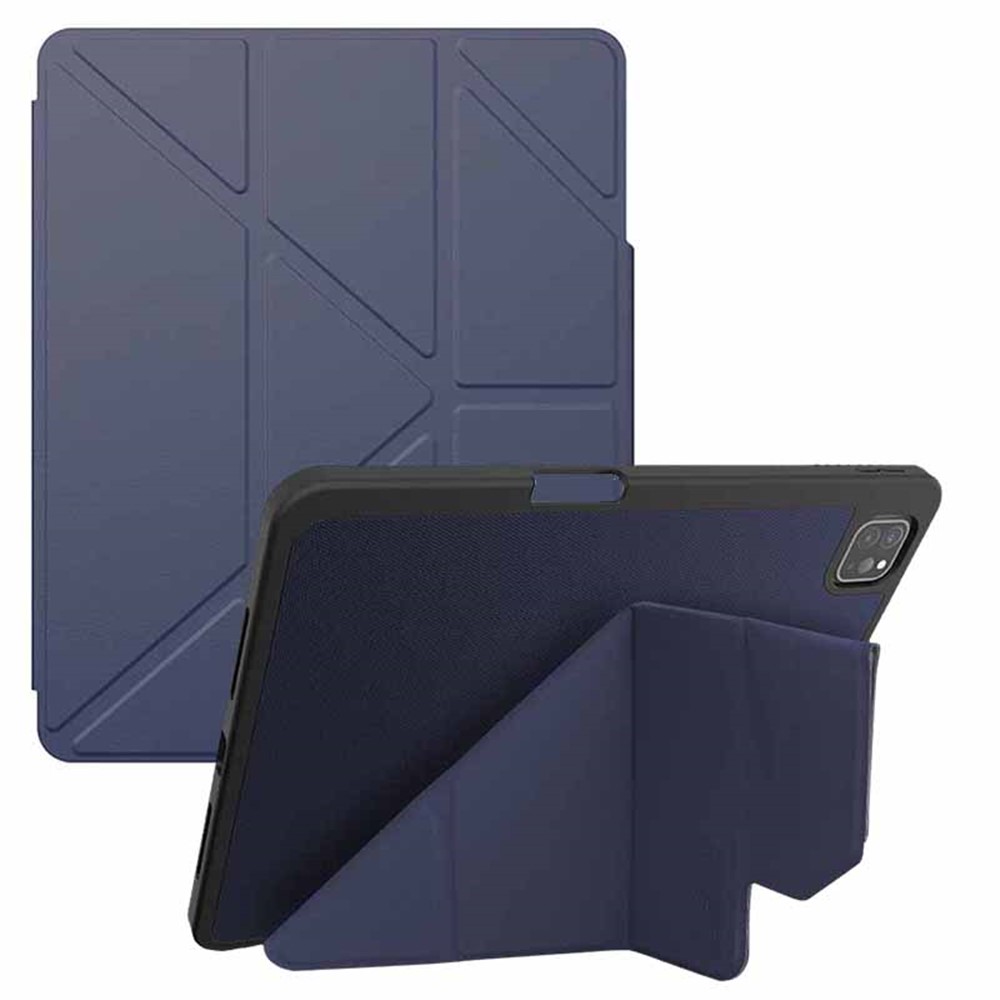 JTLEGEND For iPad Pro 13 (2025) / 13 (2024) Case Origami Stand PU Leather Smart Cover with Pencil Holder - Indigo