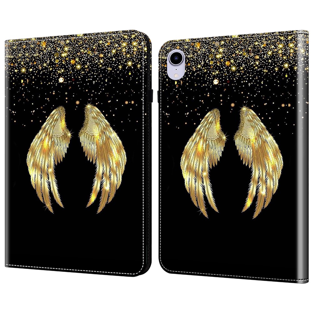 For iPad mini (2024) / mini (2021) Case Pattern Print Leather Tablet Cover with Card Slots Stand Function -  Gold Wings