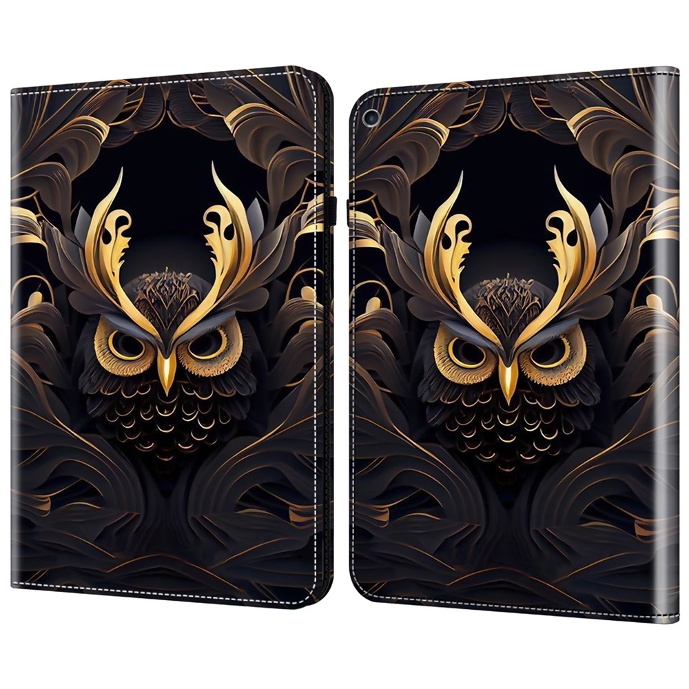 For iPad 10.2 (2019) / (2020) / (2021) Case Pattern Leather Tablet Cover with Card Slots - Owl