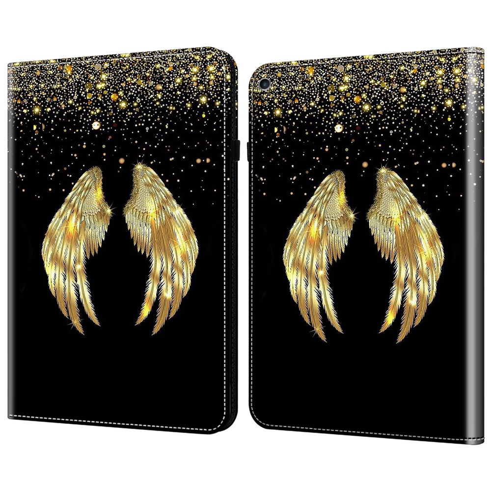 For iPad 10.2 (2019) / (2020) / (2021) Case Pattern Leather Tablet Cover with Card Slots - Gold Wings