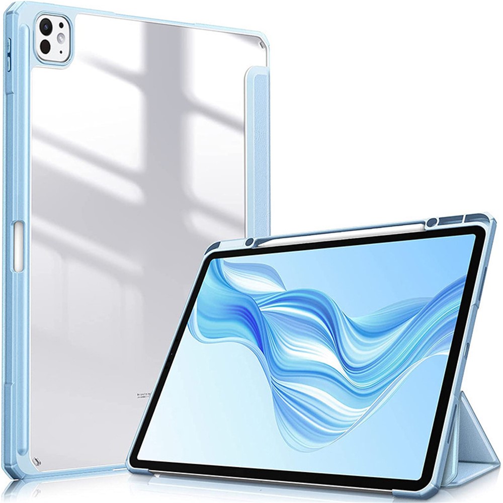 Bulk Purchasing For iPad Pro 13 (2025) / 13 (2024) Case with Pencil Holder Leather Tablet Cover Transparent Back - Blue