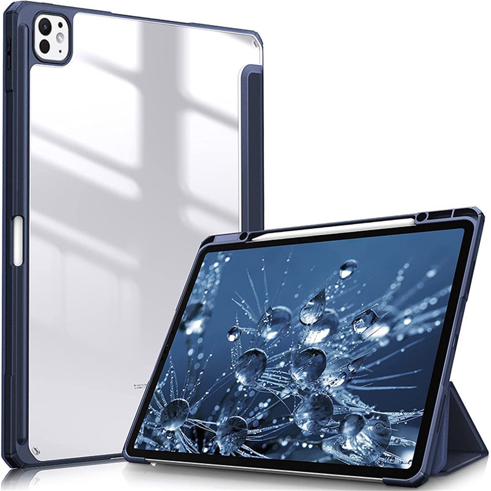 Bulk Purchasing For iPad Pro 13 (2025) / 13 (2024) Case with Pencil Holder Leather Tablet Cover Transparent Back - Black