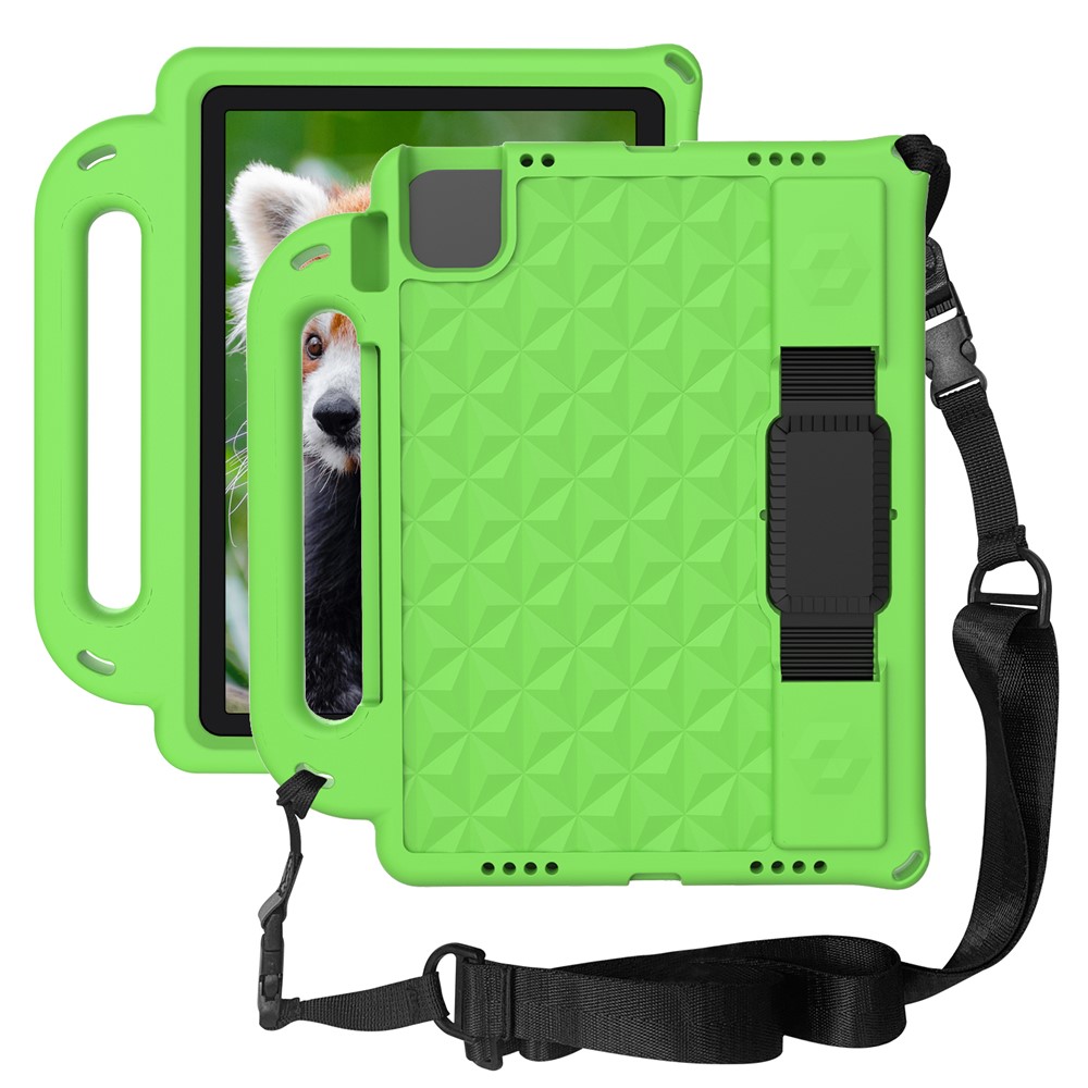 For iPad Pro 11 (2025) / 11 (2024) Case Protective EVA Tablet Cover with Kickstand, Strap - Green