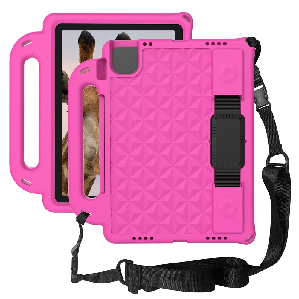For iPad Pro 11 (2025) / 11 (2024) Case Protective EVA Tablet Cover with Kickstand, Strap - Rose