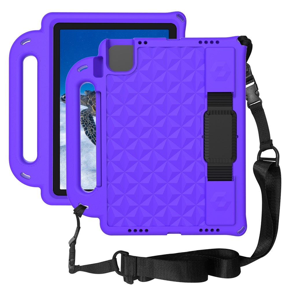 For iPad Pro 11 (2025) / 11 (2024) Case Protective EVA Tablet Cover with Kickstand, Strap - Purple