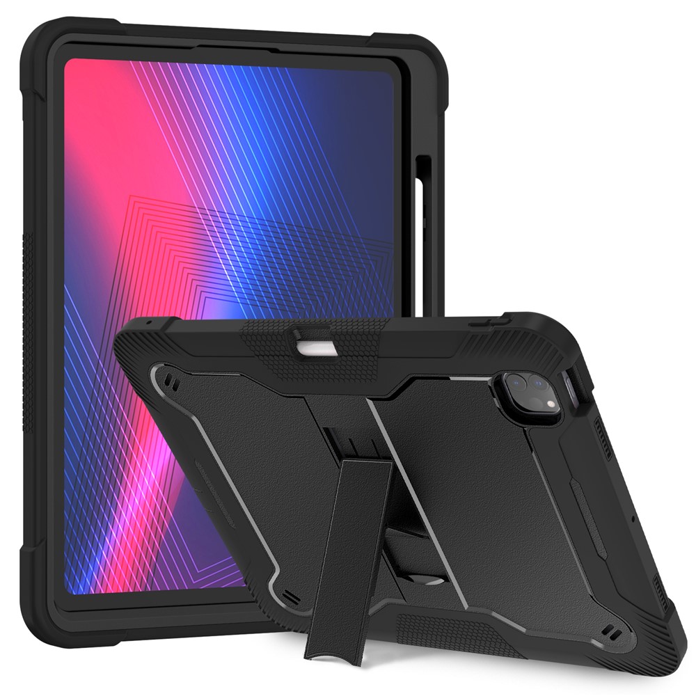 For iPad Pro 13 (2025) / 13 (2024) Case Silicone + PC Tablet Cover with Pen Holder - Black