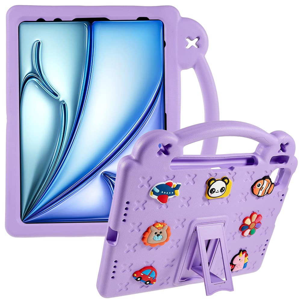 For iPad Air 11 (2025) / (2024) Case Cartoon Patterns EVA Tablet Cover with Kickstand - Purple