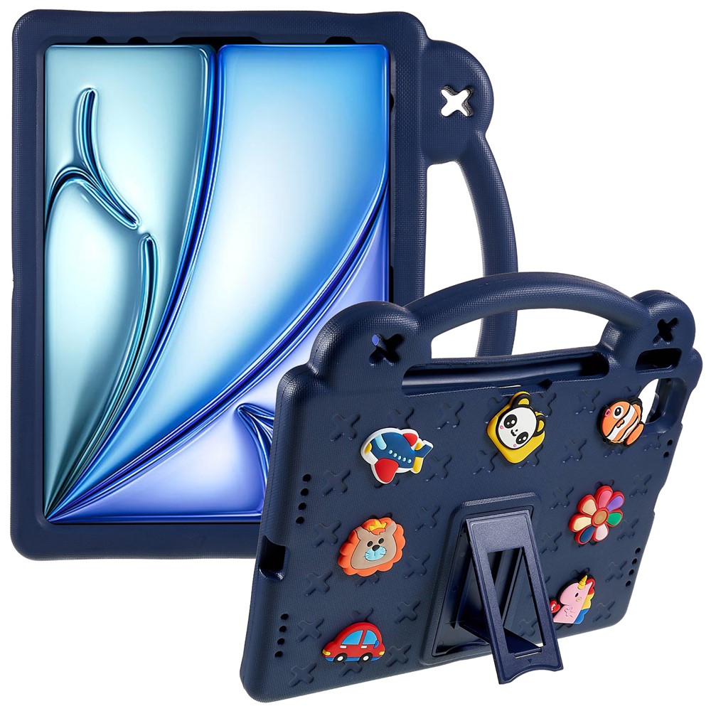 For iPad Air 11 (2025) / (2024) Case Cartoon Patterns EVA Tablet Cover with Kickstand - Navy Blue