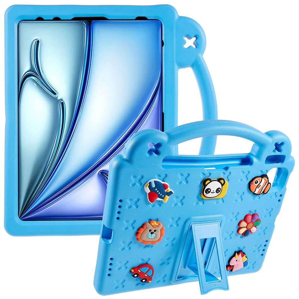 For iPad Air 11 (2025) / (2024) Case Cartoon Patterns EVA Tablet Cover with Kickstand - Sky Blue